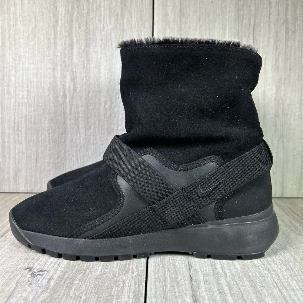 Nike Golkana Black Faux Fur Lined Warm Winter Slip On Boot Shoe Women’s Size 8